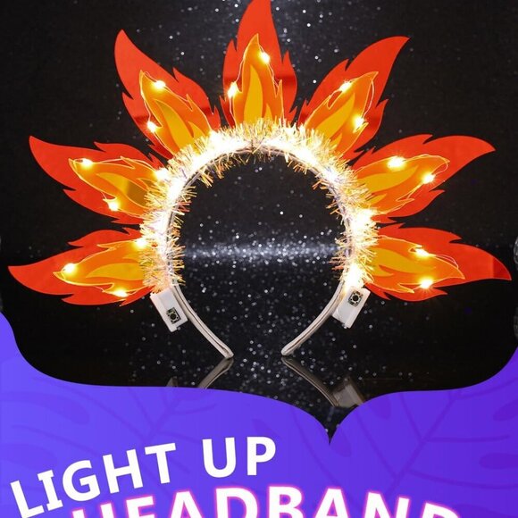 LED Flame Headband Women Glow Hair Accessory Festive Halloween Party Wear main image 5